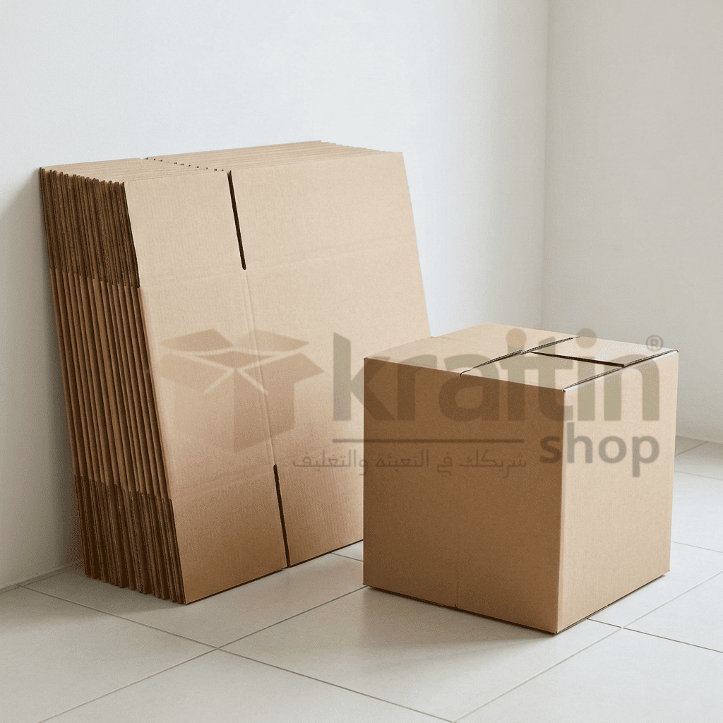 كراتين فارغة جديدة غير مستعملة تصلك مفرودة — مثالية لتخزين البطاطين واللحاف