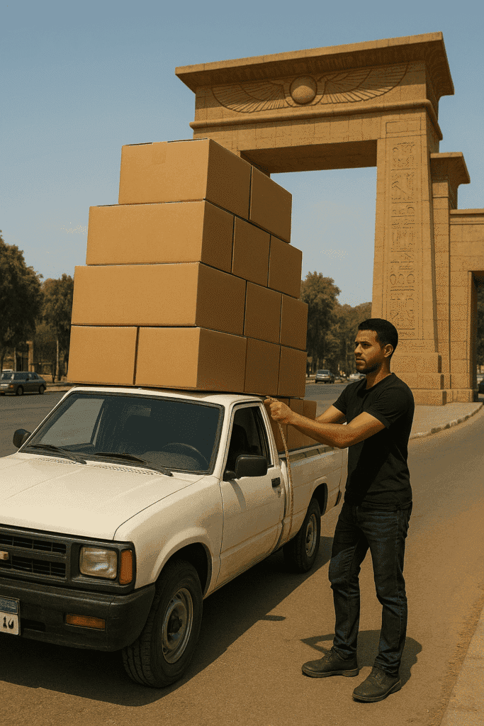 كراتين فارغة بحدائق الأهرام صاحب محل تجاري في حدائق الأهرام يستلم طلبية كراتين فارغة بالجملة لتغليف البضائع