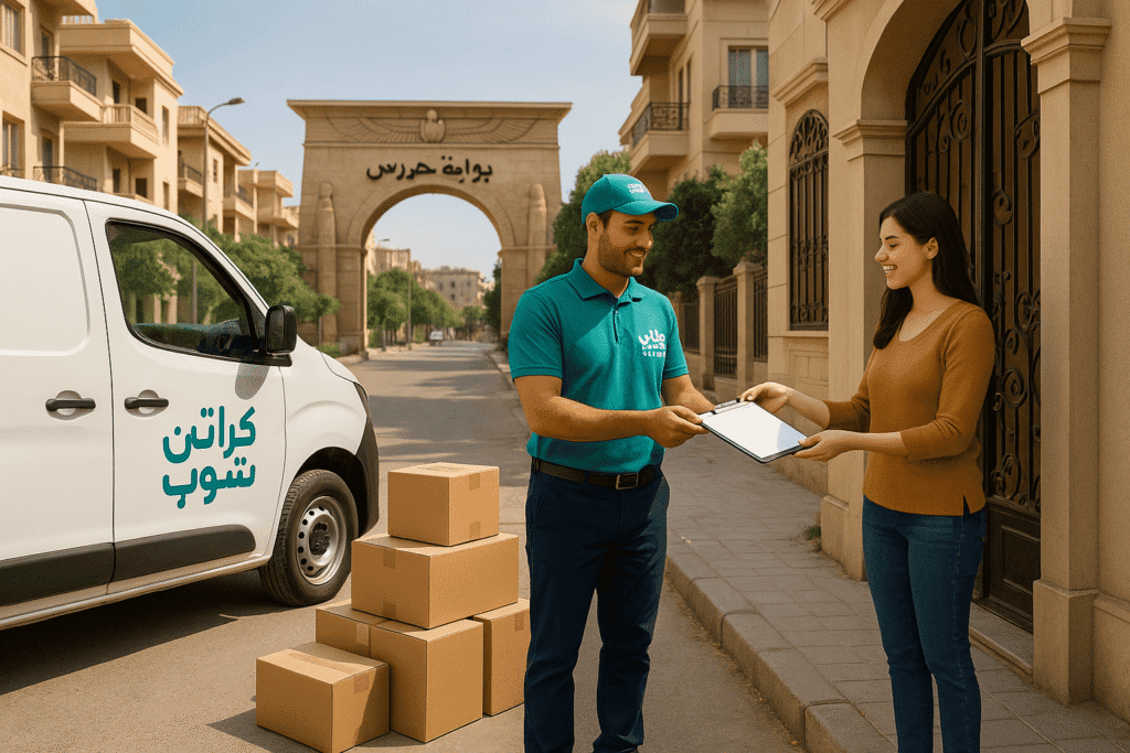 خدمة توصيل كراتين لحدائق الأهرام توصيل طلبية كراتين فارغة حتى باب المنزل داخل كومباوند حدائق الأهرام.