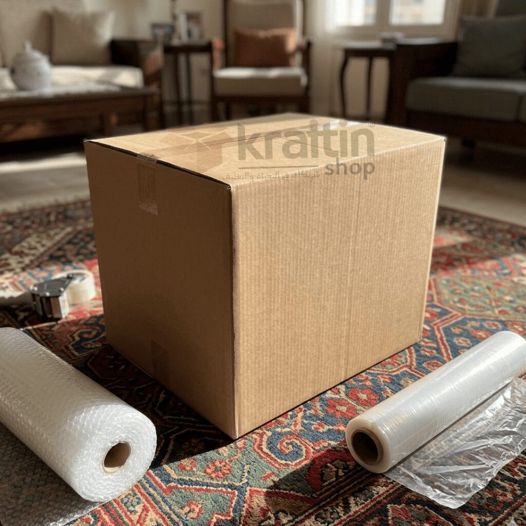 بروتوكول تغليف الكراتين بالبابلز والاسترتش والشريط اللاصق