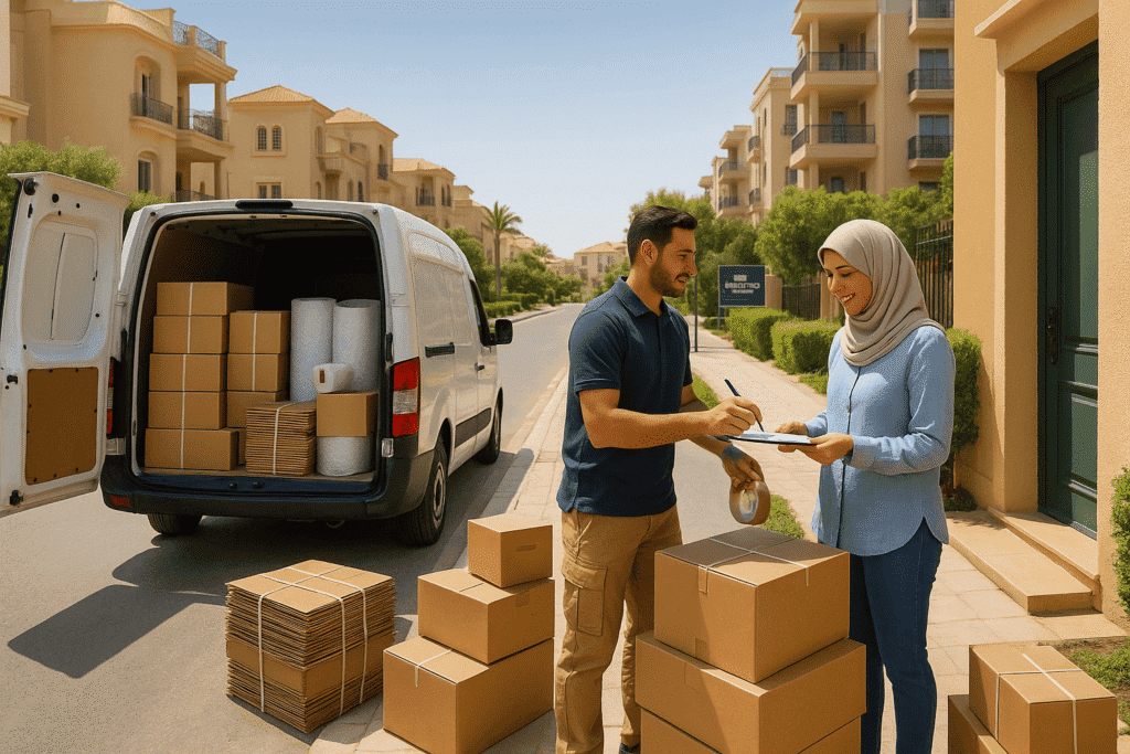 ChatGPT Image 18 يوليو 2025، 12_21_29 ص مندوب توصيل من أفضل أماكن بيع كراتين فارغة يقوم بتوصيل سريع لطلب كبير في الشيخ زايد.