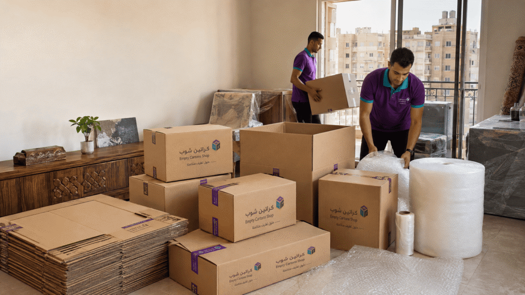 توصيل كراتين فارغة ومستلزمات التغليف إلى المنازل في حلوان