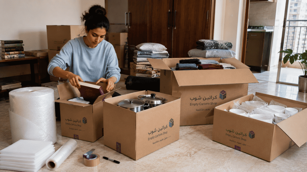 كراتين 5 طبقات مجهزة لتغليف ونقل العفش في حلوان