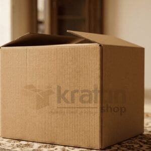 صورة مقربة لكرتونة فارغة مقاس 50×50×80 سم مصنوعة من 5 راق كرافت وفلود متين لحماية الأنتيكات من الاختراق.