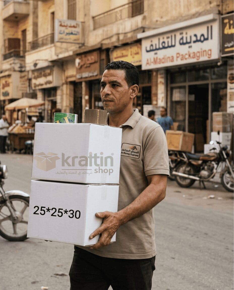 عامل توصيل يحمل كراتين 25x30x25 في حلوان