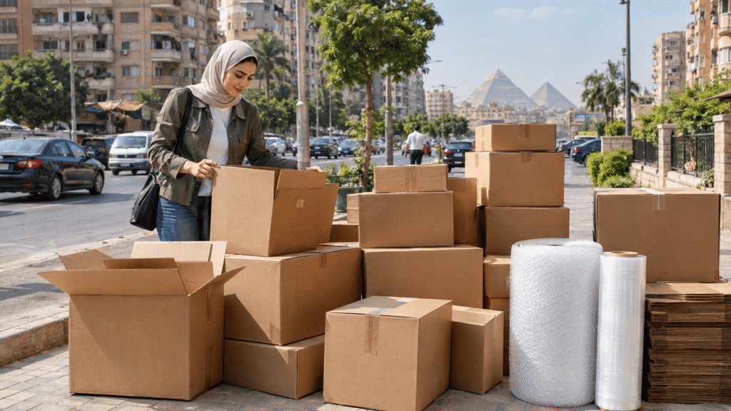 أماكن بيع كراتين فارغة في الهرم وتجهيز شحنات كراتين نقل العفش ورولات البابلز والاسترتش بالقرب من شارع الهرم