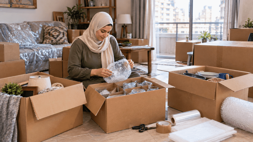 أماكن بيع كراتين فارغة بالقاهرة واستخدام كراتين بفواصل مع رول بابلز لتغليف وحماية الزجاج والصيني